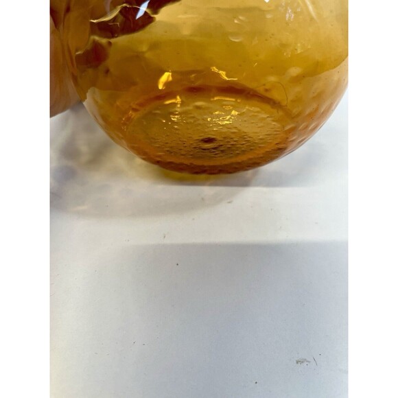 MCM QUILTED Glass Amber "vase" With Ruffle Top Edge HAS‎ 2 BUBBLES. SEE PHOTO - Picture 6 of 9